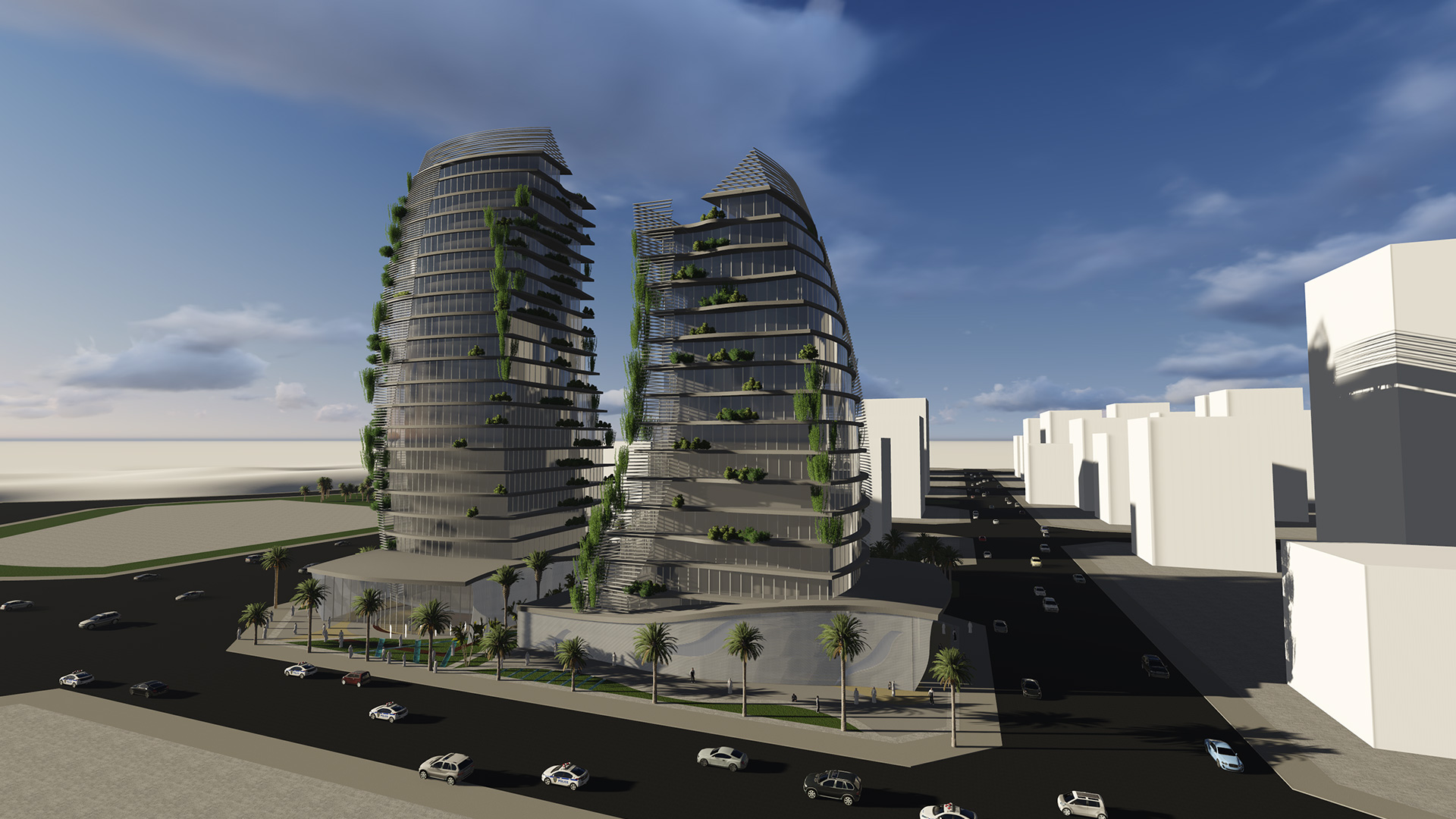 Al Kharaej Tower concept for shops - offices and residential in Qatar